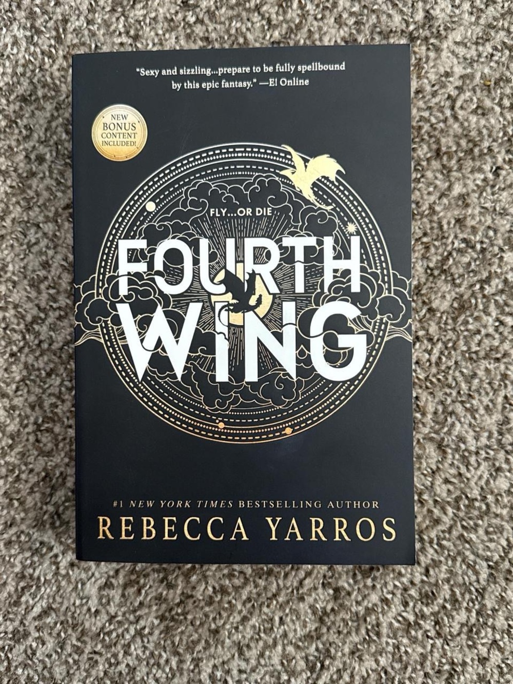 Fourth Wing Paperback Book - Black and Gold